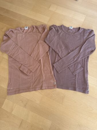 2 Langarmshirts Müsli by Green Cotton Grösse 140 beige