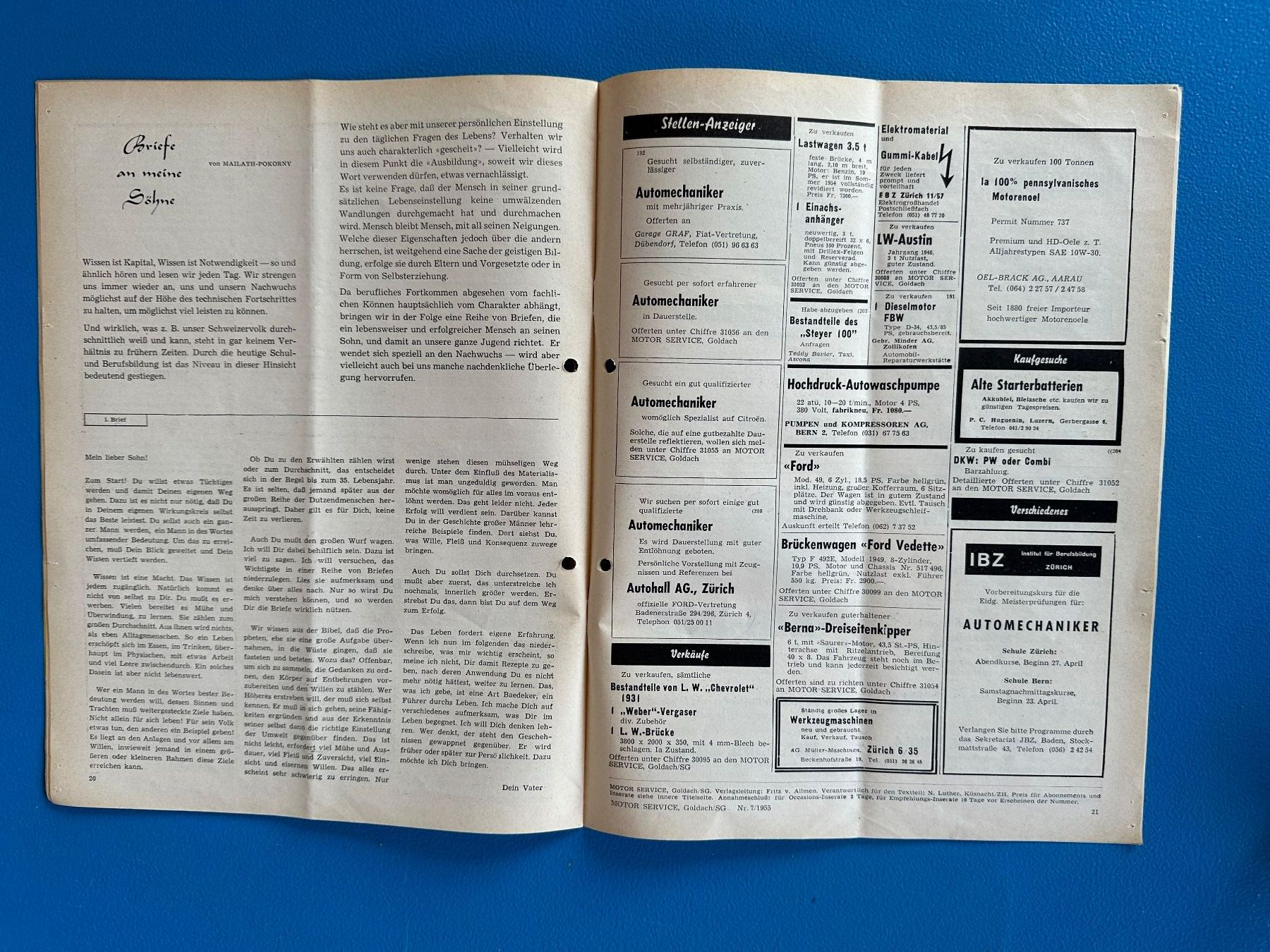 Revues & Magazines: Heft  Motor  Service  Unimog  1955 – D'occasion à Boswil par pavo1 7