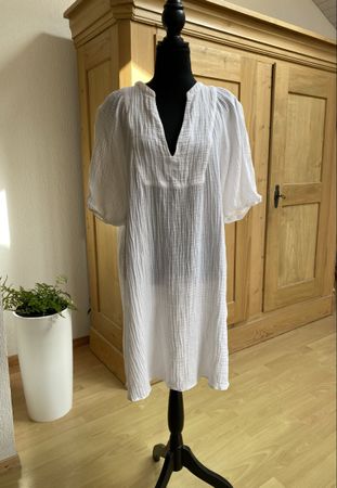 H&M Kleid Weiss Baumwolle Musselin Grösse M-L Neu