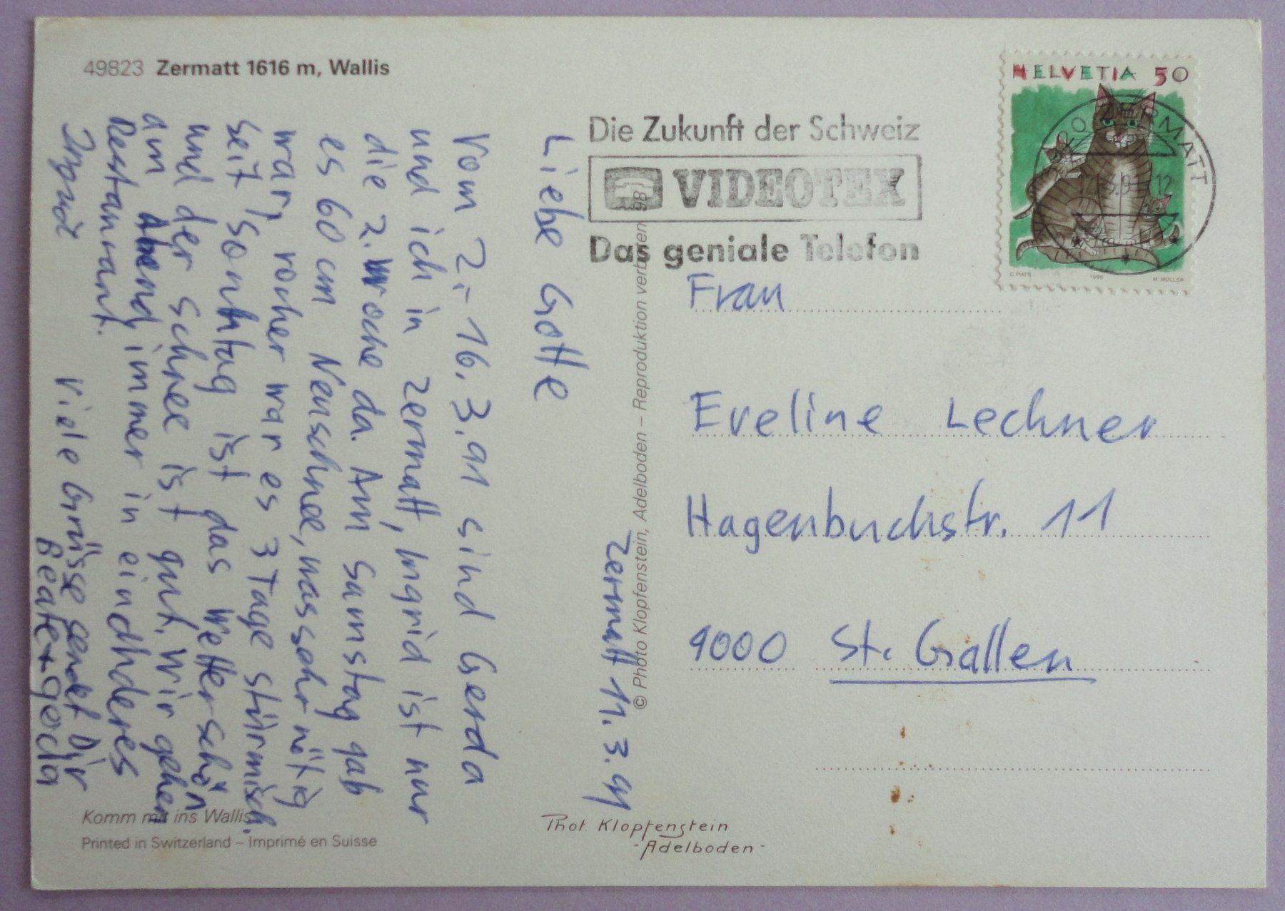 Cartoline postali: Zermatt 1616 m, Wallis – Difettoso da Fétigny venduto da Billy2miny 1