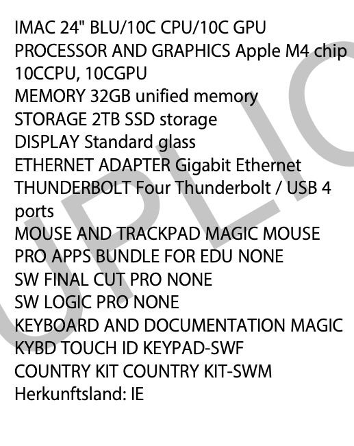 Apple PC: iMac 24" M4, 10CPU 10 GPU, 32 GB RAM, 2 TB SSD – Usato da Kollbrunn venduto da MHeider 4