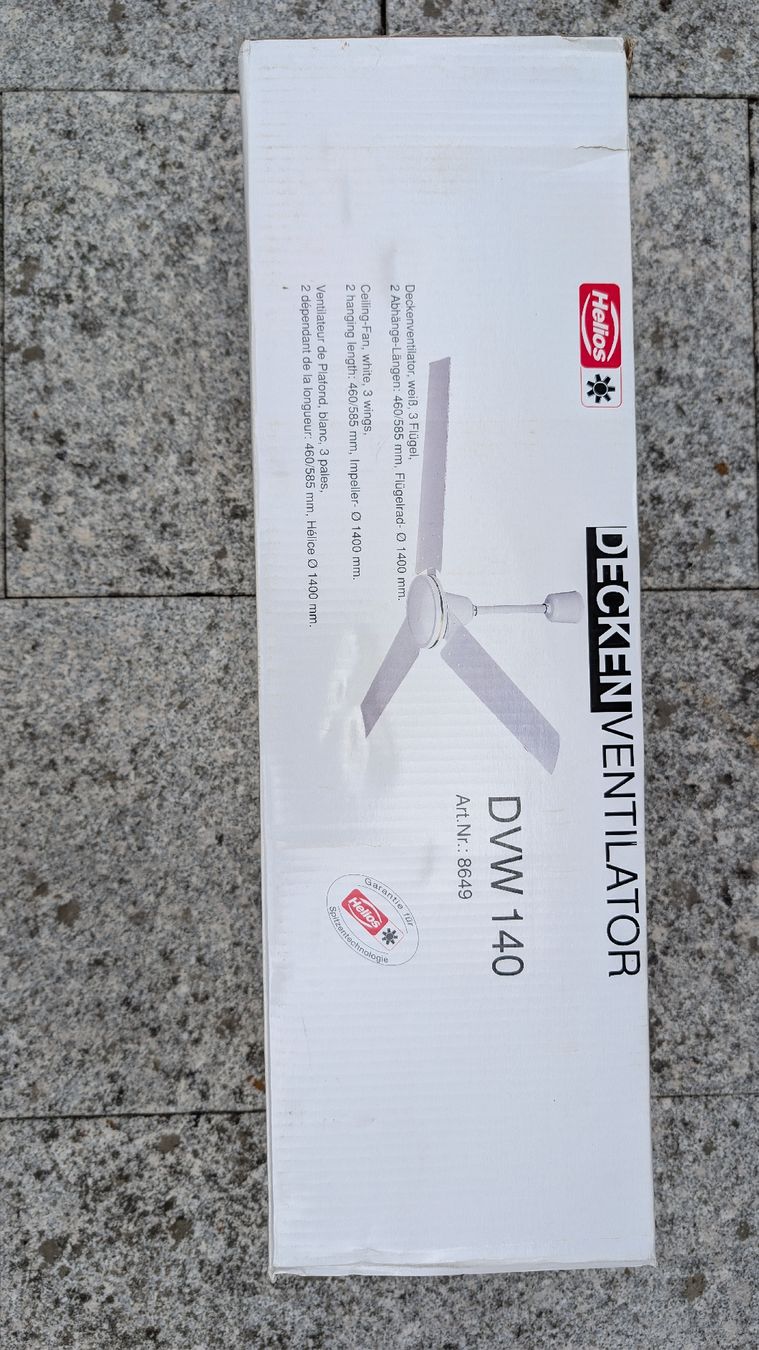 Helios Ventilateurs: Helios Deckenventilator DVW 140 weiss 1400mm  – Neuf avec emballage d'origine à Oberriet SG par Bokost 1