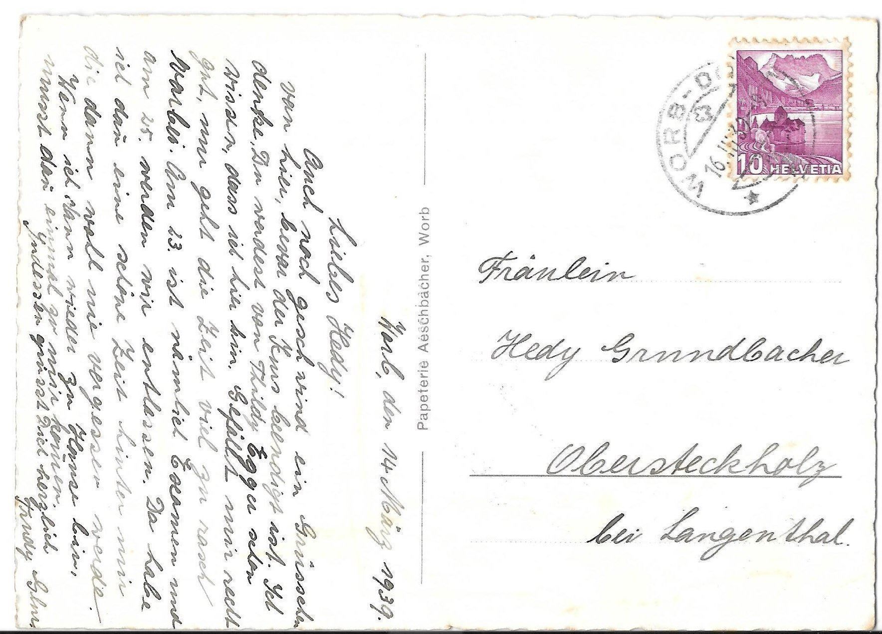 Cartoline postali: Worb Haushaltungsschule – Usato da Olten venduto da clotaldi 1