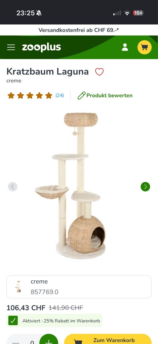 Tiragraffi: Kratzbaum mit Hängematte und Höhle Beige – Usato da Safenwil venduto da tlm.mlt 1