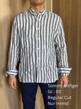 Tommy Hilfiger Hemd Streifen Gr. 50 Regular Cut Neu