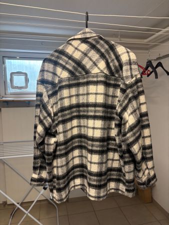 Zara Wollhemd Jacke Holzfäller Style Schwarz Weiss Gr. 36/38