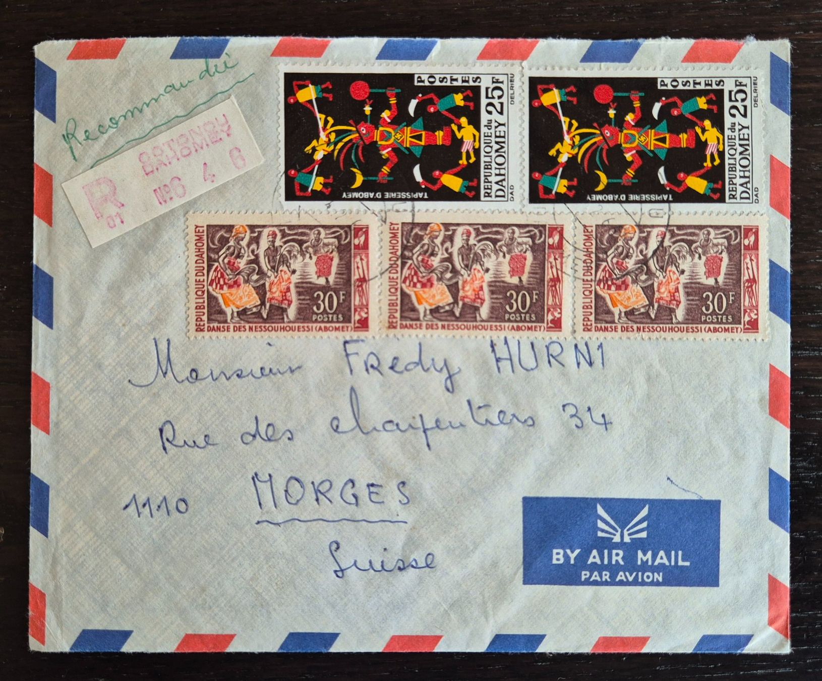 Alle Briefmarken: Schöner Brief aus Dahomey/Benin – Gebraucht aus Buus von papillon098