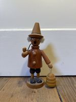 Holzfigur Räuchermann Imker mit Bienenkorb Holz natur