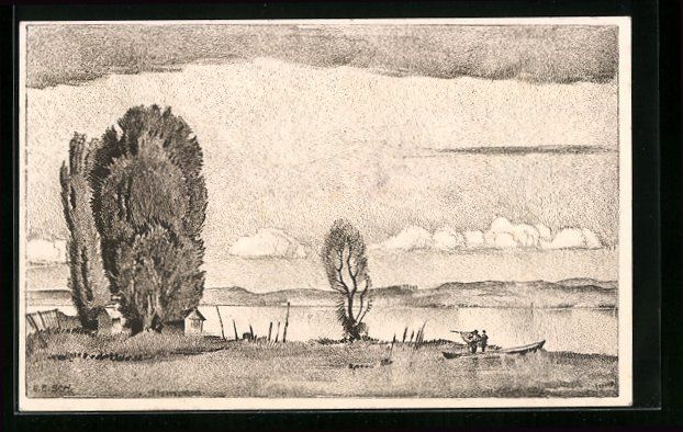 Cartoline postali: Ernst E. Schlatter: Untersee, Motiv am U – Usato da Berlin venduto da bartko-reher