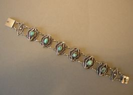 SCHÖNER SILBER ARMBAND MIT TÜRKIS. AGYPTEN, 0.800, 20. JH: