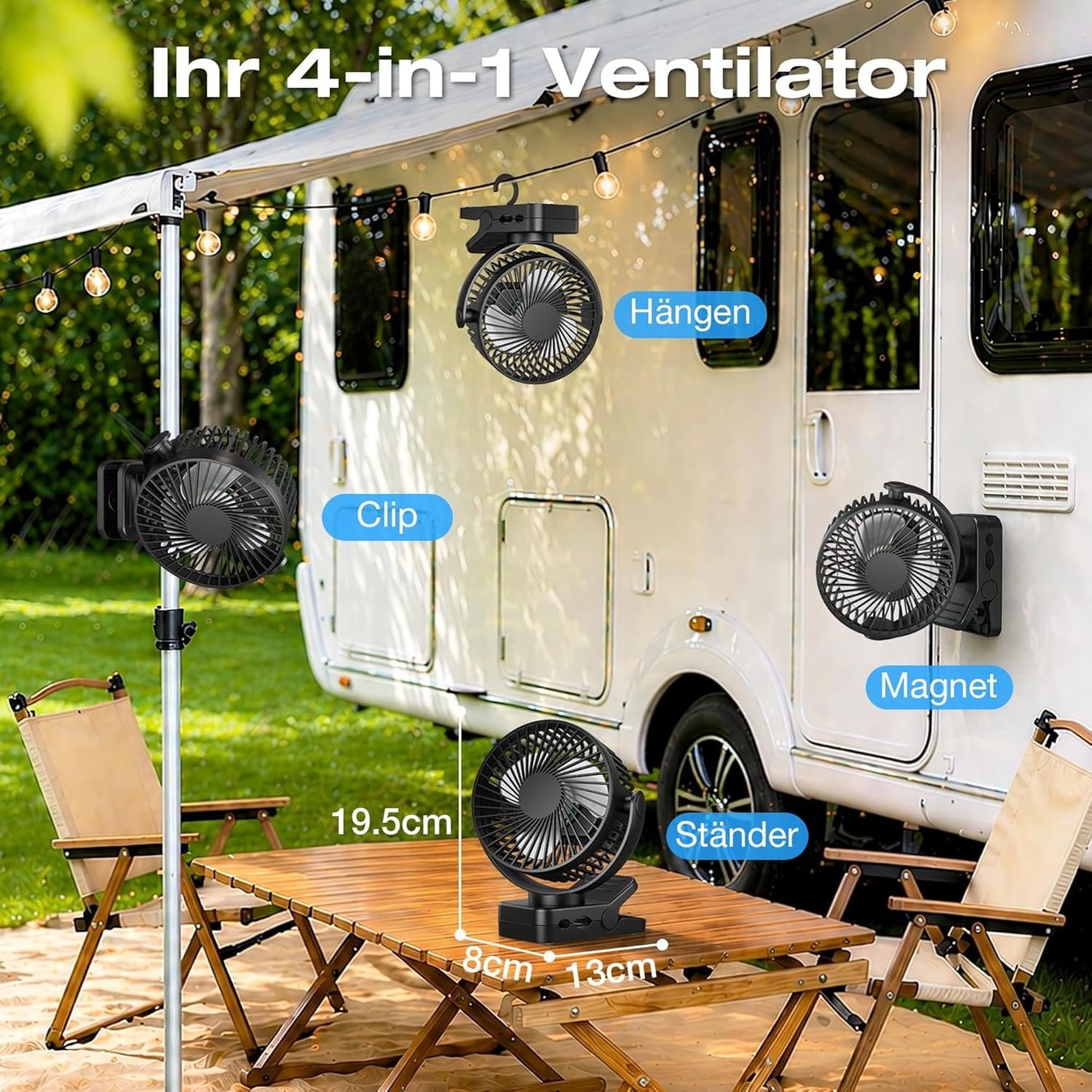 Ventilatori: USB Tischventilator Akku 12000 mAh Clip Magnet Timer – Nuovo e nell'imballaggio originale da Suhr venduto da SchnapperCH 1