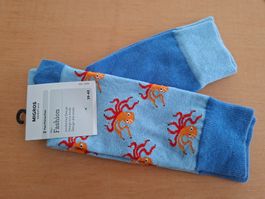2 Paar lange Socken Gr. 39-42 blau Oktopus NEU