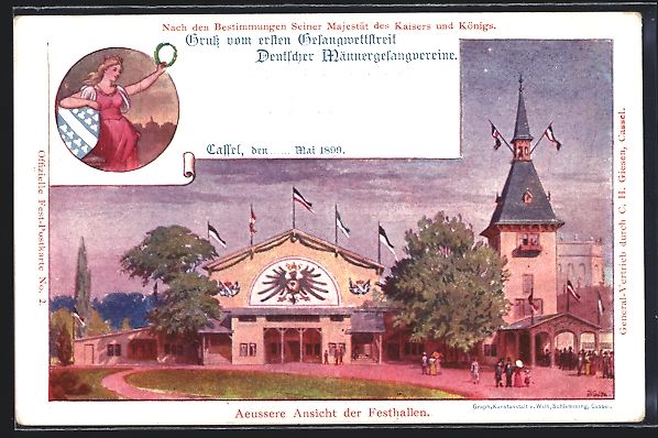 Cancelleria postale: Kassel, Erster Gesangswettstreit Deutsch – Usato da Berlin venduto da bartko-reher