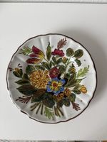 Keramik Wandteller Blumendekor handbemalt guter Zustand