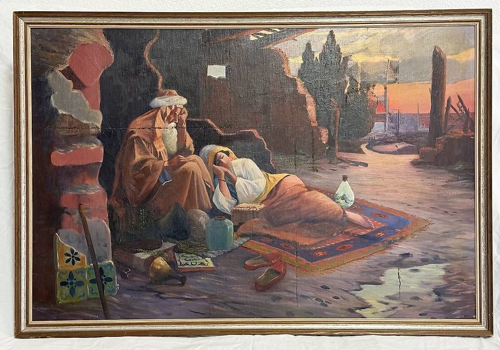 Gemälde: Orientalisches Lager im Abendlicht um 1900 – Gebraucht aus Fahrwangen von Dirk.Gerlach 3