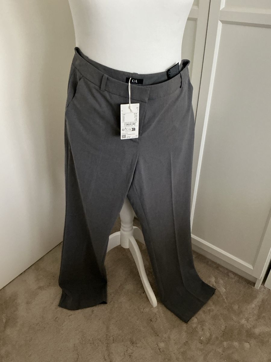 Pantaloni: Stoffhose , neu mit Etikett, Grau, Gr. 40 – Usato da Muttenz venduto da Benet01
