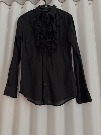 Damenbluse Ralph Lauren, neu, schwarz, mit Rüschen, Grösse S