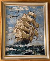 Gobelinbild mit Segelschiff inkl. Rahmen 71.5 x 57.5 cm