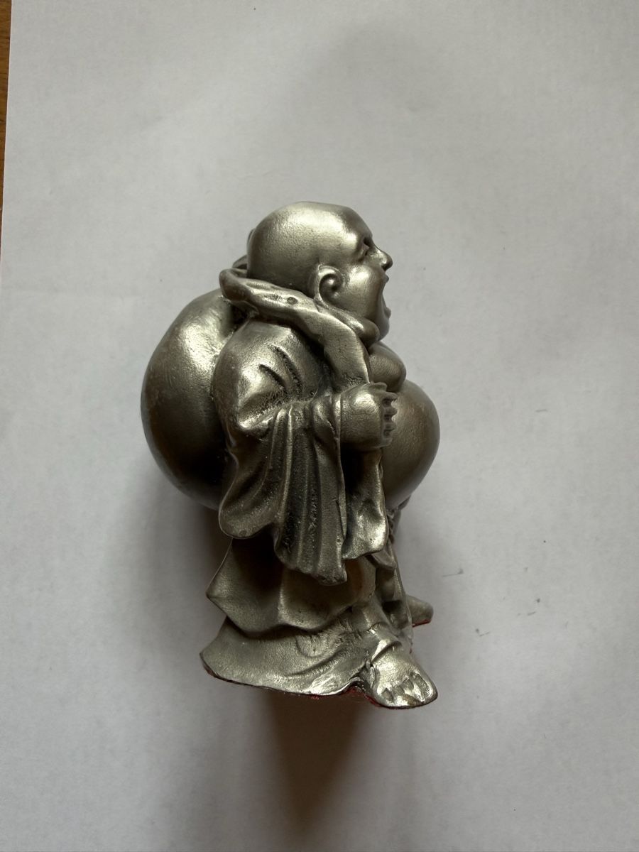 Statuette: Glücksbringer Buddha Figur Metall silberfarben – Usato da Zürich venduto da labadi 3