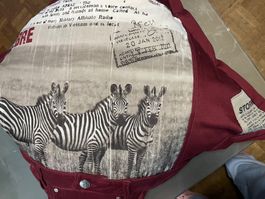 Kissen 50x50cm Motiv Zebra und Jeansstoff neuwertig