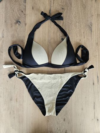 Schicker Bikini von Calzedonia, schwarz/gold, Grösse 38