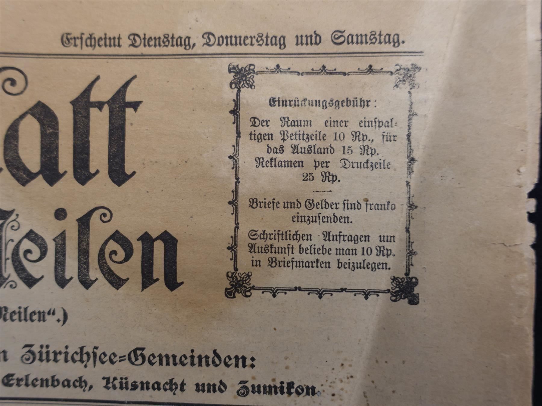 Calendari: Wochenblatt des Bezirks Meilen - 1901 – Usato da Gutenswil venduto da Optico 2