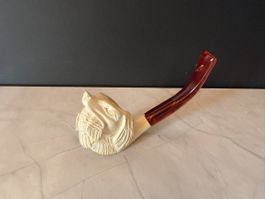 Handgeschnitzte Meerschaumpfeife (Motiv: Hund / Jagdhund)