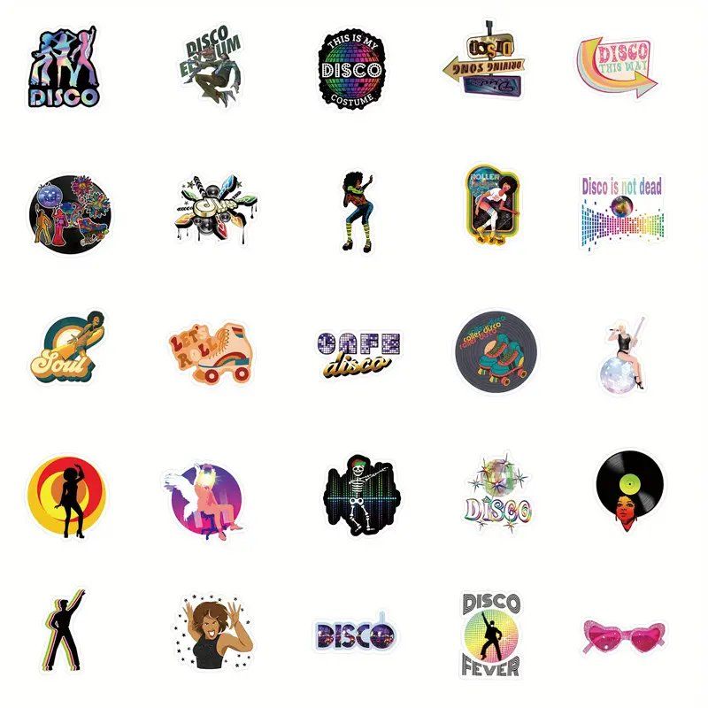 50 tlg Stickerset Disco Musik Konzert Discokugel Bar Tanzen (Neu und ...