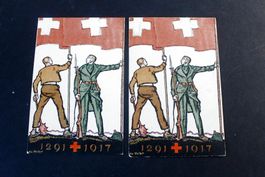2x BUNDESFEIER - POSTKARTE, 1917. Ungelaufen & gelaufen