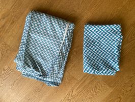 Bettwäsche 140x200 blau/weiss