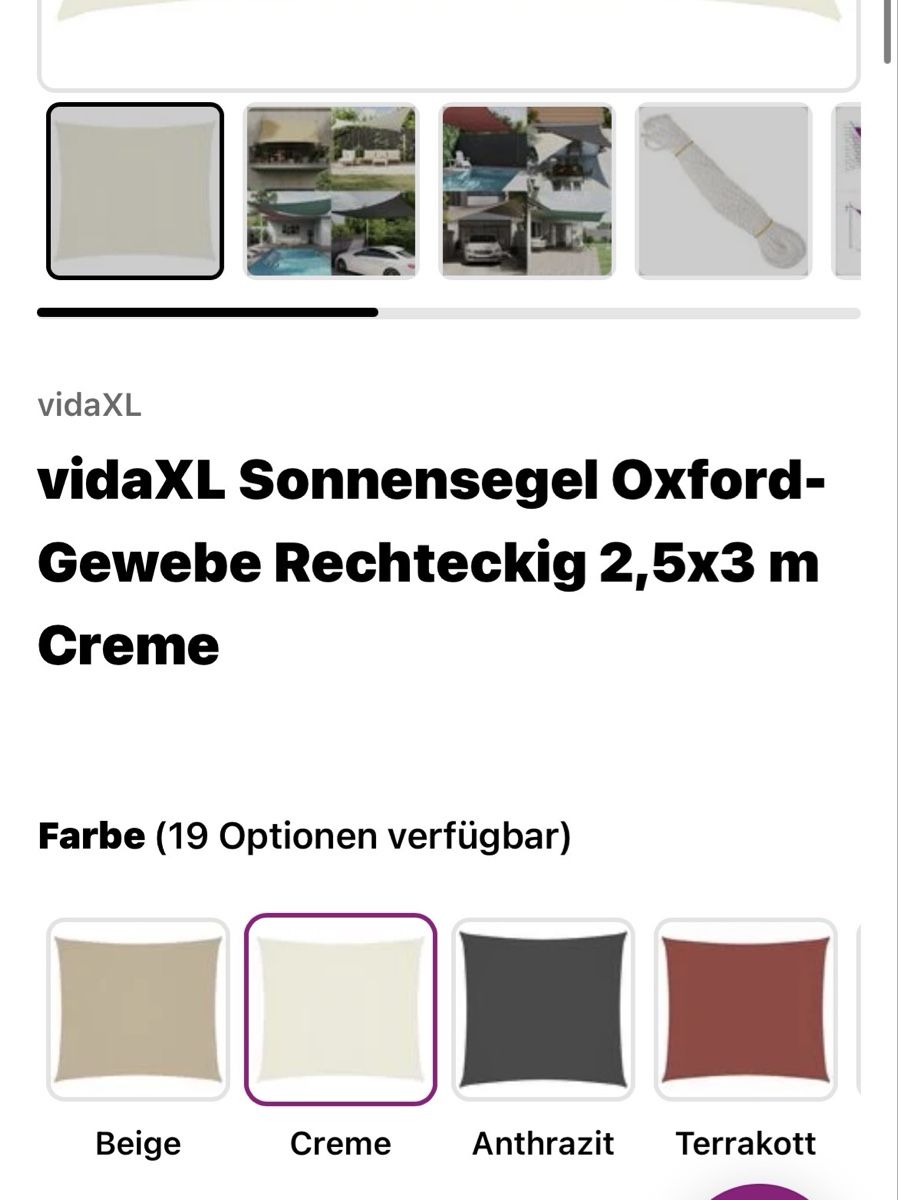 Tende da sole: Sonnensegel neu 3x2,5 m – Nuovo e nell'imballaggio originale da Niederried b. Kall venduto da NicoleS25 1