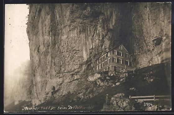 Cartoline postali: AK Aescher, Blick zum Wildkirchli, 1920 – Usato da Berlin venduto da bartko-reher