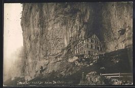 AK Aescher, Blick zum Wildkirchli, 1920