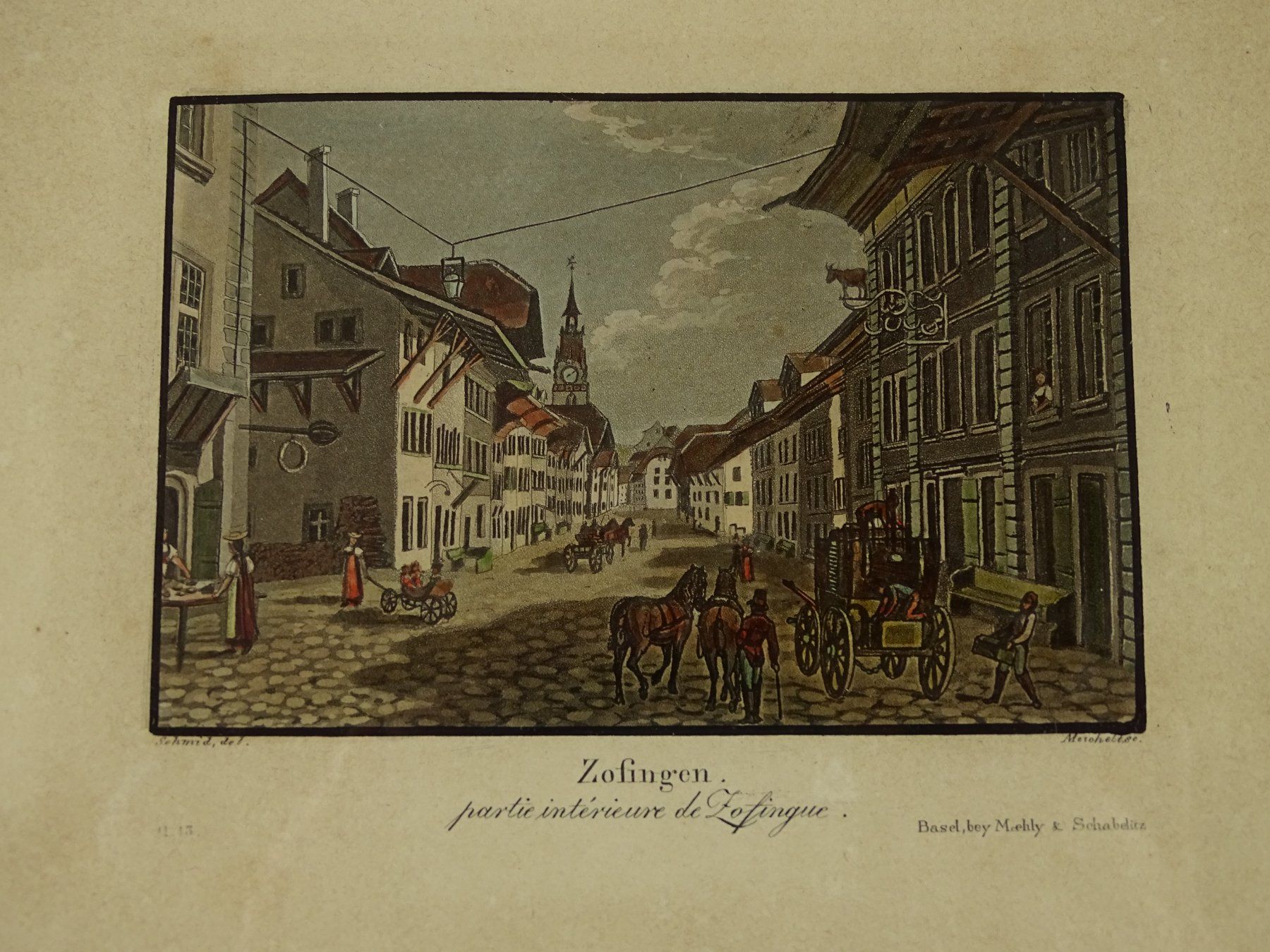 Incisioni: ZOFINGEN, AQUATINTA UM 1835 – Usato da Grüningen venduto da Kartensammler 2