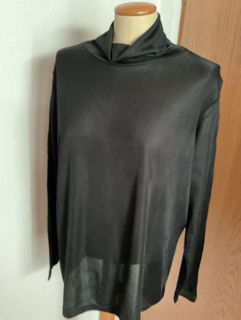 Alkena Rollkragen-Shirt Bio Seide schwarz Grösse XXL