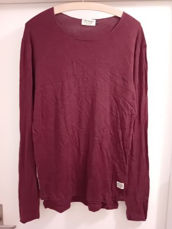 🔥 JACK JONES HERREN LANGARMSHIRT BORDEAUX ROT GR L HERBST