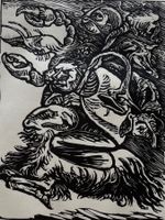 Orig. Holzschnitt, Ernst Barlach, Walpurgisnacht, Urian