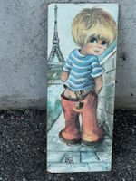 Bild Junge in Paris, Big Eyes, Druck auf Holz, Vintage