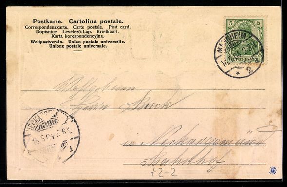 Cartoline postali: Mannheim, Rahmen bestehend aus Briefmark – Usato da Berlin venduto da bartko-reher 1