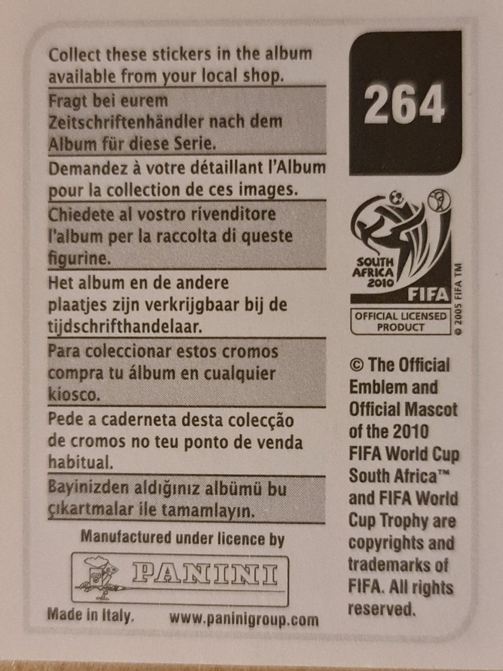 Panini Carte collezionabili: Panini WM 2010 Nr. 264 – Nuovo (secondo la descrizione) da Dintikon venduto da Prime-shop 1