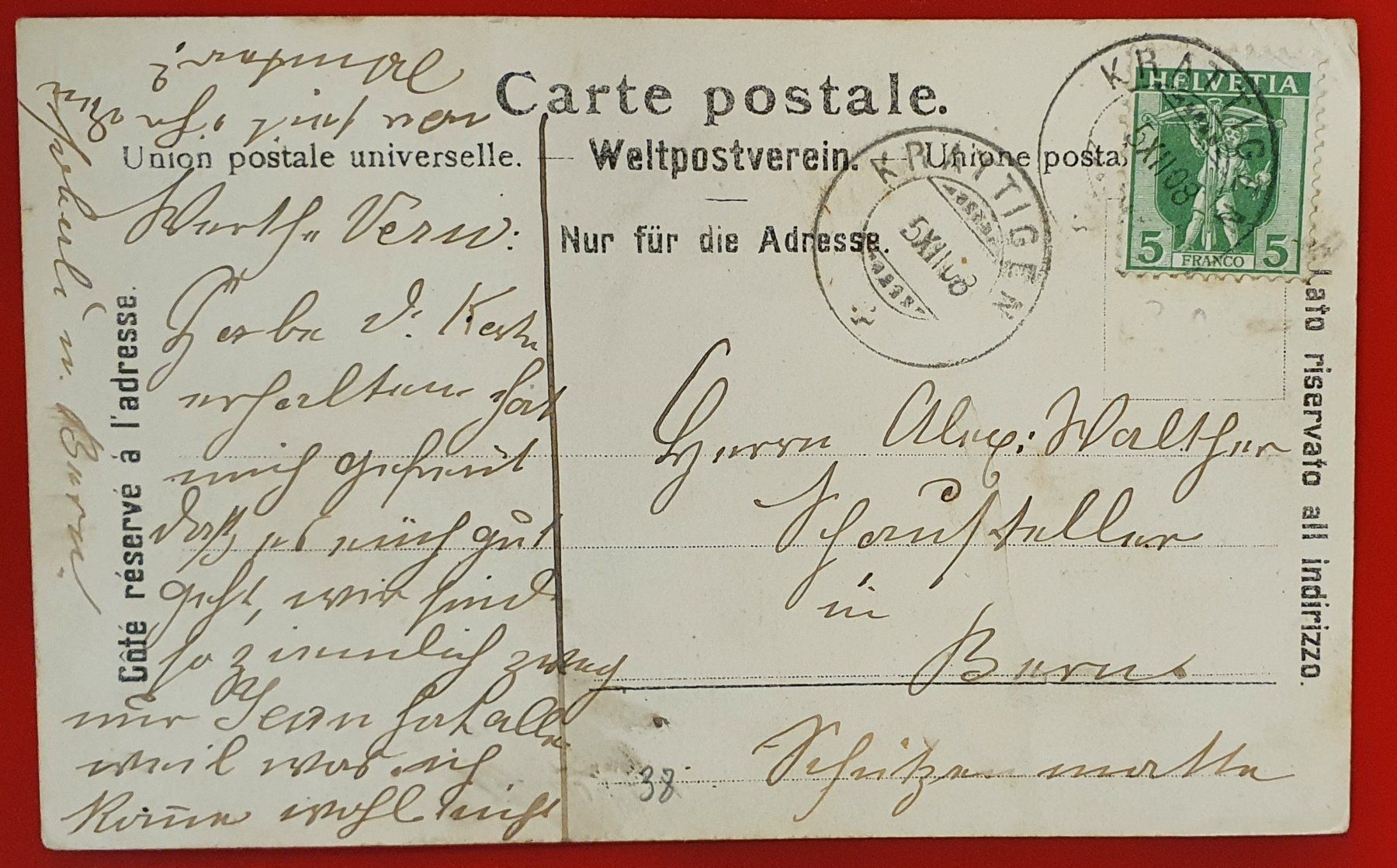 Cartoline postali: Grindelwald im Winter 1908 - Eisbahn und Hotel Bären – Usato da Kreuzlingen venduto da Rschweiz1 1