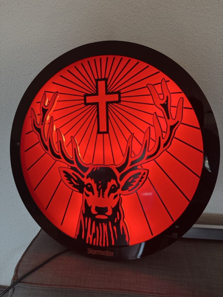 Lampade: Neonsign Jägermeister Westiform Durchmesser 50cm 2007 – Usato da Pfäffikon ZH venduto da Fruchtsaft 2