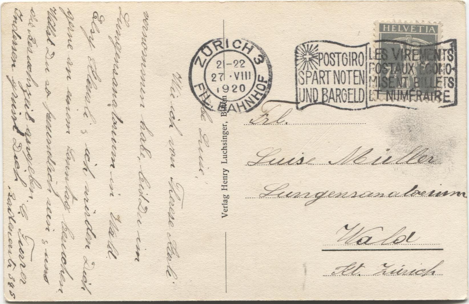 Cartoline postali: NIEDERURNEN GL 1920 – Usato da Rothrist venduto da Clanx 1