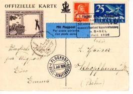 Karte - 1. Flugpost Basel - Schaffhausen  1926