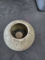 Windlicht Mosaik rund Glas silbergelb guter Zustand