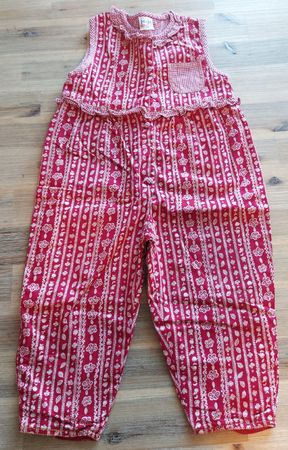 Mädchen Jumpsuit Grösse 98 rot-weiss gemustert
