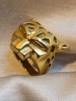 Art Déco Messing Ring mit Leopard, 1920er Jahre