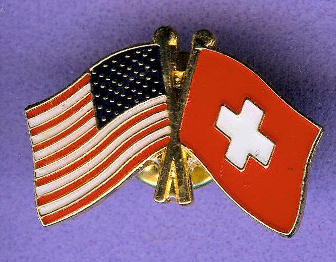 Placchette & Badge: Länder Fahne   AMERIKA & SCHWEIZ – Usato da Winterthur venduto da Sammleroase