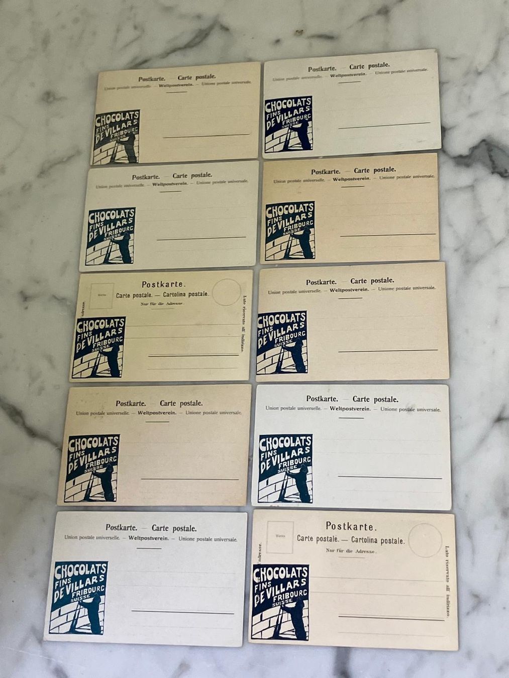 Cartoline postali: AK Chocolats de Villars, k. Emailschild, Postkarten – Usato da Regensdorf venduto da 7ws8 4