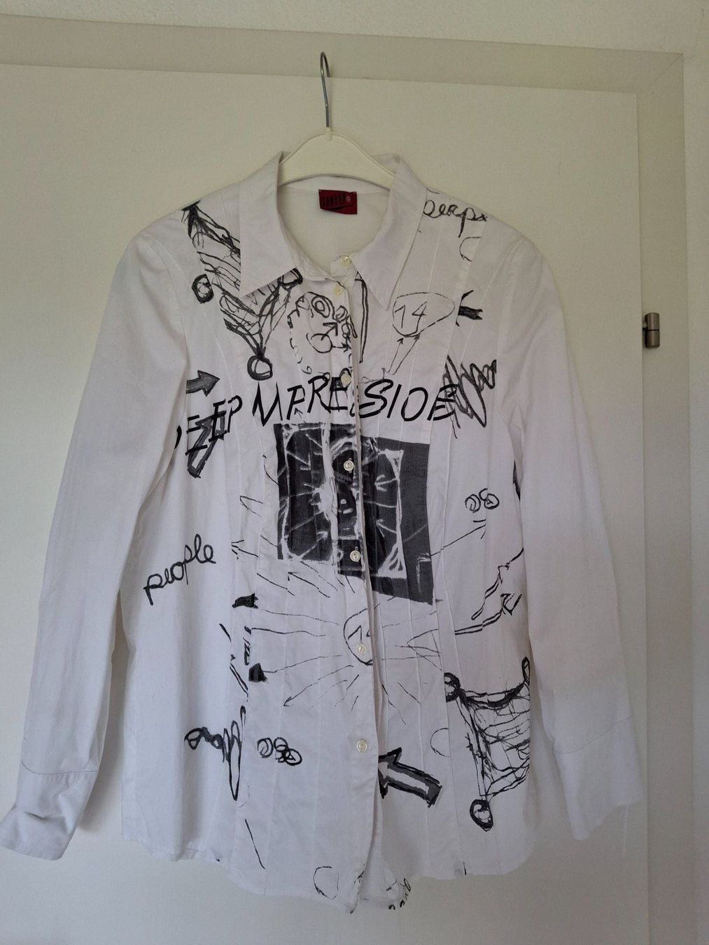 Camicette: SAMOON Bluse Gr. 48 Weiss mit Print – Usato da WALTERSWIL SO venduto da thb_ybm8